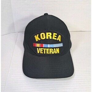 Korea Veteran Patch Trucker Cap USA Made Military War Ribbon Snapback Hat